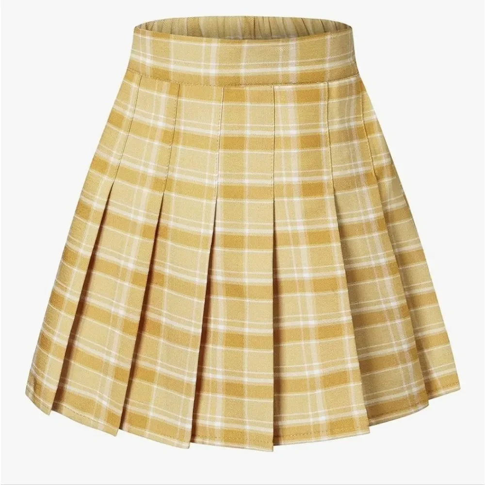 Yellow Plaid Juniors/ Women's Skirt